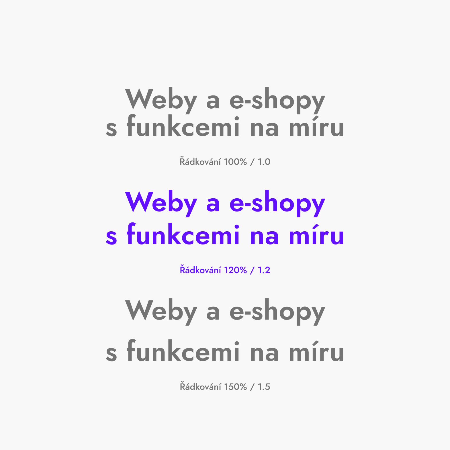 Tři vlastnosti řádkování, jen jedna správná.